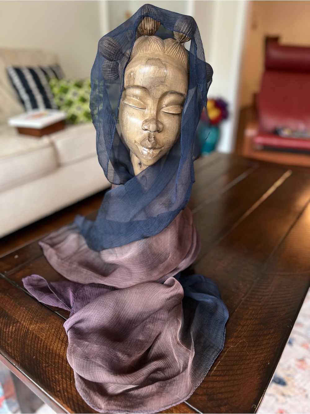 Edelweiss 100% Silk Ombré Shawl Wrap Navy Mauve Sheer Crinkle 60”